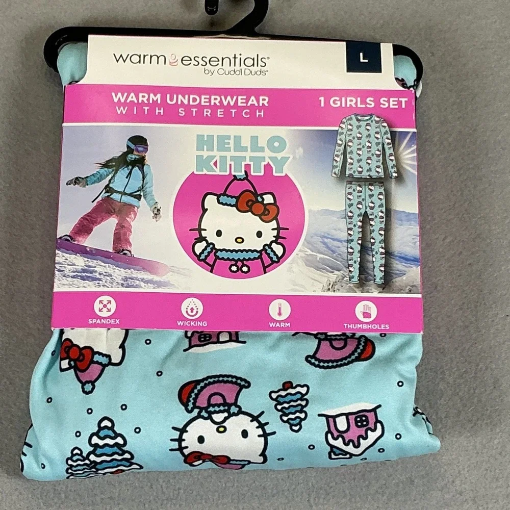 Hello Kitty‎ Girls Thermal Set Base Layer Warm Essentials Cuddl Duds LG NEW